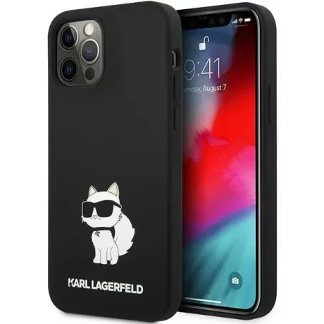 Husa Karl Lagerfeld Liquid Silicone Choupette NFT  iPhone 12/12 Pro Negru