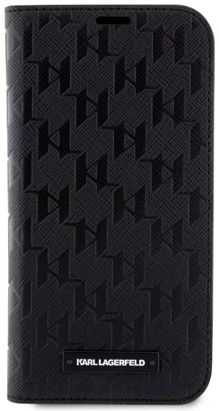 Husa  Karl Lagerfeld Saffiano Monogram Book  iPhone 14 Pro Black thumb