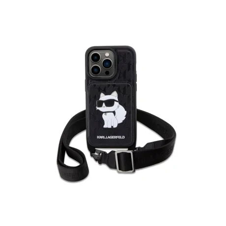 Husa  Karl Lagerfeld Saffiano Monogram Crossbody NFT  iPhone 14 Pro Black