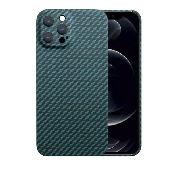 Husa Cover Hard Carbon Fiber pentru iPhone 13 Albastru