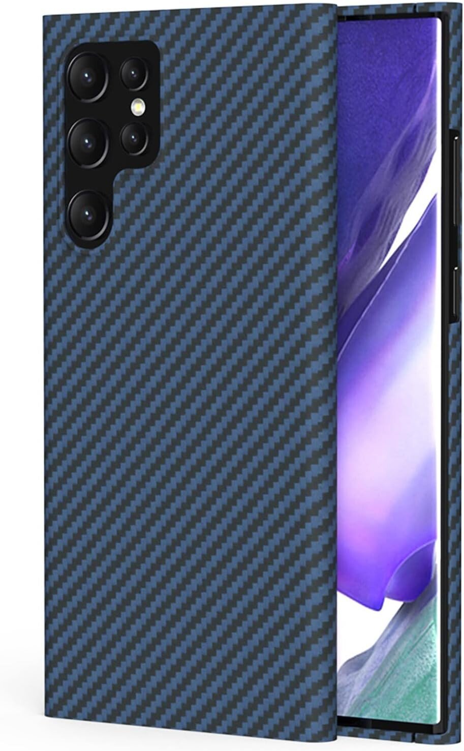 Husa Cover Hard Carbon Fiber pentru Samsung Galaxy A13 4G Albastru thumb