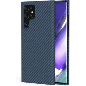 Husa Cover Hard Carbon Fiber pentru Samsung Galaxy S22 Ultra Albastru