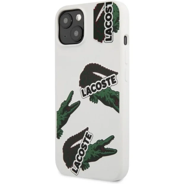 Husa Cover Lacoste Liquid Silicon Allover Pattern pentru iPhone 13 Mini LCHC1355OW Alb