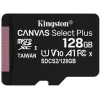 CARD MicroSD KINGSTON, 128 GB, microSDXC, clasa 10, standard UHS-I U1, &quot;SDCS2/128GBSP&quot; (timbru verde 0.03 lei)