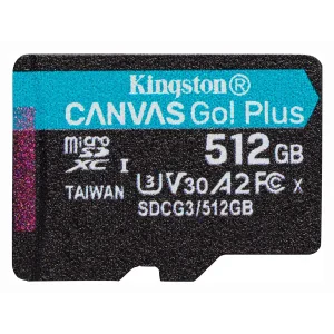 CARD MicroSD KINGSTON, 512 GB, MicroSD, clasa 10, standard UHS-I U3, &quot;SDCG3/512GB&quot; (timbru verde 0.03 lei)