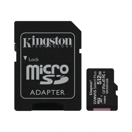 CARD MicroSD KINGSTON, 512 GB, MicroSDXC, clasa 10, standard UHS-I U3, &quot;SDCS2/512GB&quot; (timbru verde 0.03 lei)