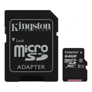 CARD MicroSD KINGSTON, 64 GB, microSDXC, clasa 10, standard UHS-I U1, &quot;SDCS2/64GB&quot; (timbru verde 0.03 lei)