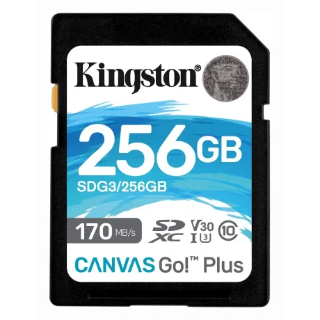 CARD SD KINGSTON, 256 GB, SD, clasa 10, standard UHS-I U3, &quot;SDG3/256GB&quot; (timbru verde 0.03 lei)