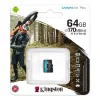 CARD SD KINGSTON, 64 GB, MicroSDXC, clasa 10, standard UHS-I U3, &quot;SDCG3/64GBSP&quot; (timbru verde 0.03 lei)