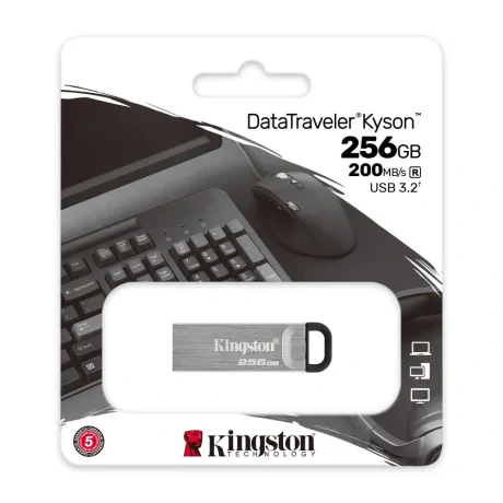 MEMORIE USB 3.2 KINGSTON 256 GB, clasica, carcasa metalic, argintiu, &quot;DTKN/256GB&quot; (timbru verde 0.03 lei)