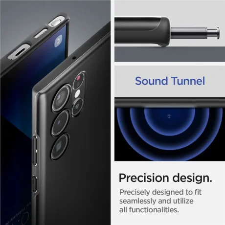 Husa Spigen Thin Fit pentru Samsung Galaxy S22 Ultra, Black