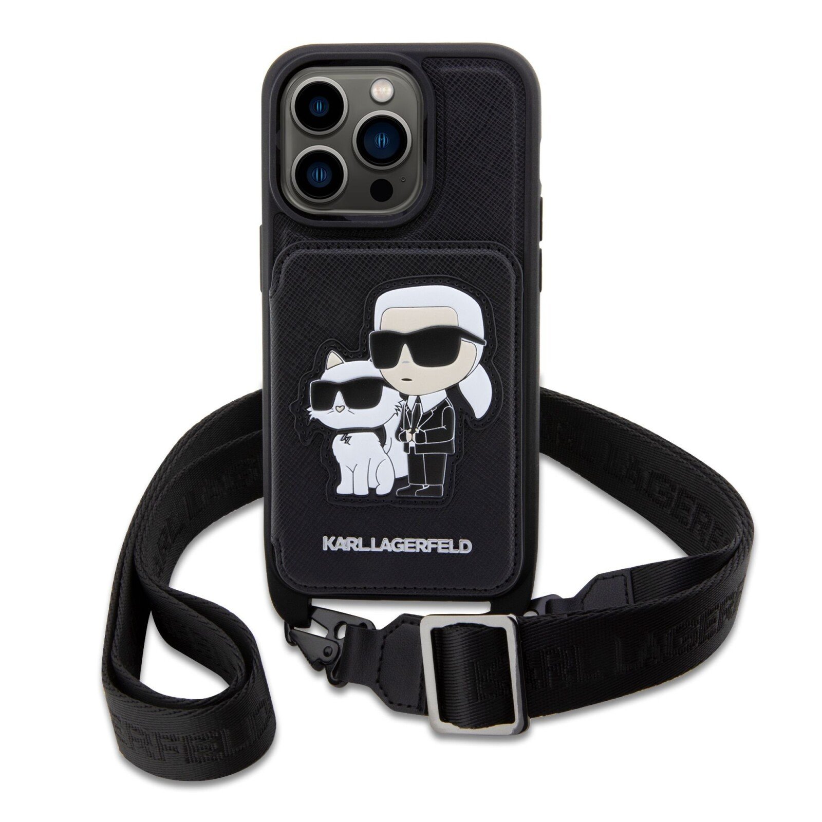 Husa Karl Lagerfeld Saffiano Crossbody Karl and Choupette NFT pentru iPhone 14 Pro Black thumb