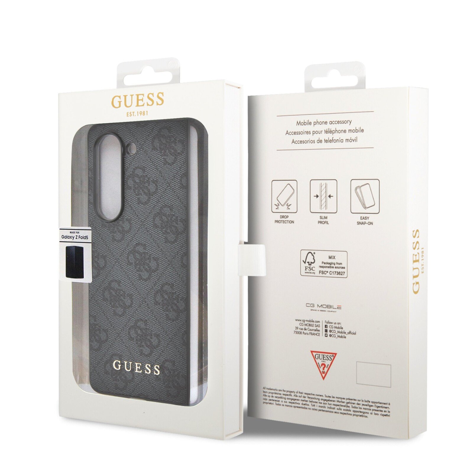 Husa Guess 4G Charms pentru Samsung Galaxy Z Fold 5 Grey thumb