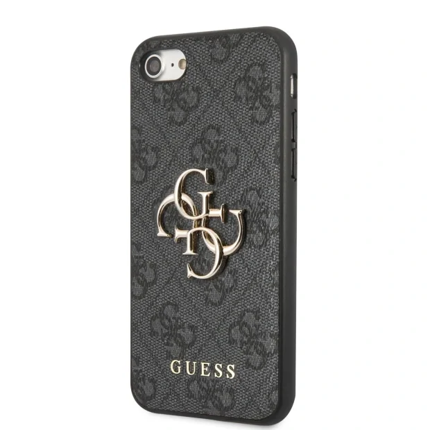 Husa spate cu logo metalic Guess PU 4G pentru iPhone 7/8/SE2020/SE2022 gri