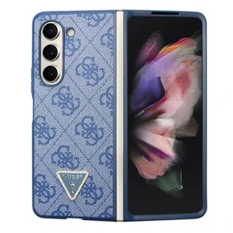 Husa Guess 4G PU Leather Triangle pentru Samsung Galaxy Z Fold 5 Blue