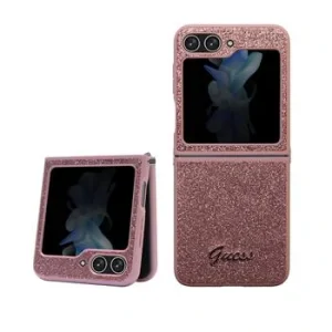 Husa Guess PC/TPU Glitter Flakes Metal Logo pentru Samsung Galaxy Z Flip 5 Pink