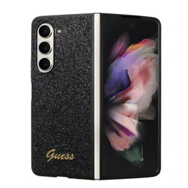 Husa Guess PC/TPU Glitter Flakes Metal Logo pentru Samsung Galaxy Z Fold 5 Black