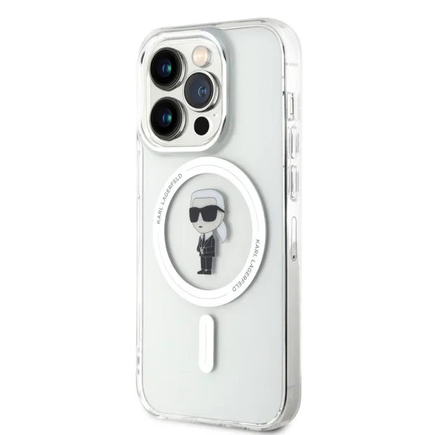 Husa Karl Lagerfeld IML Ikonik MagSafe pentruiPhone 15 Pro Max Transparent