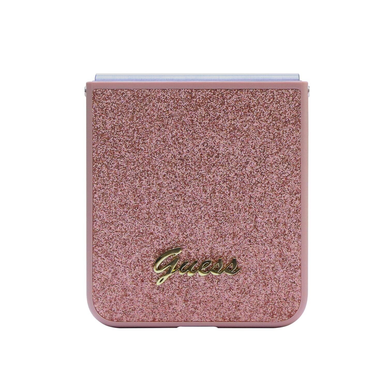 Husa Guess PC/TPU Glitter Flakes Metal Logo pentru Samsung Galaxy Z Flip 5 Pink thumb