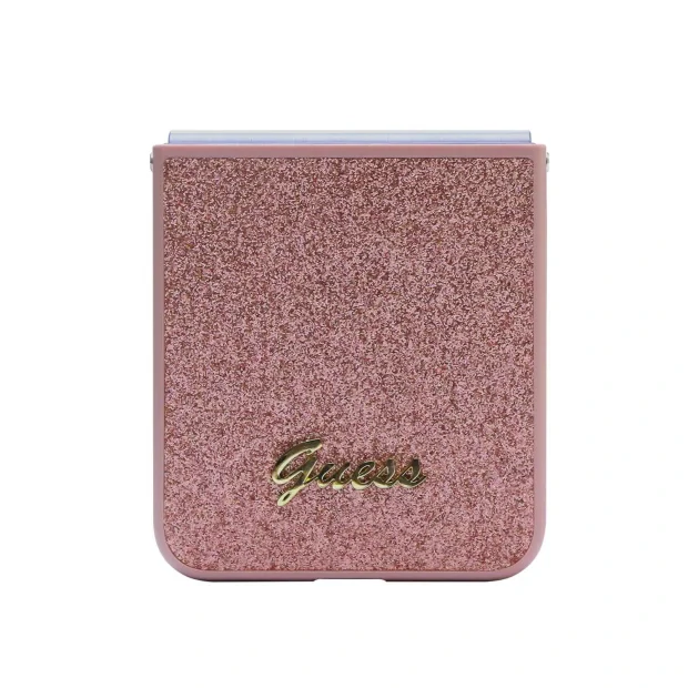 Husa Guess PC/TPU Glitter Flakes Metal Logo pentru Samsung Galaxy Z Flip 5 Pink