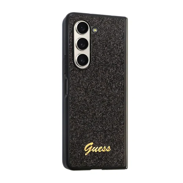 Husa Guess PC/TPU Glitter Flakes Metal Logo pentru Samsung Galaxy Z Fold 5 Black