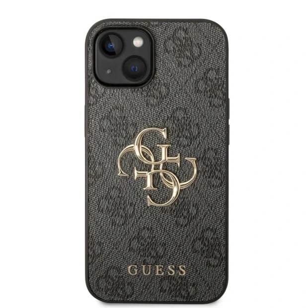 Husa Guess PU 4G Metal Logo pentruiPhone 15 Plus Grey