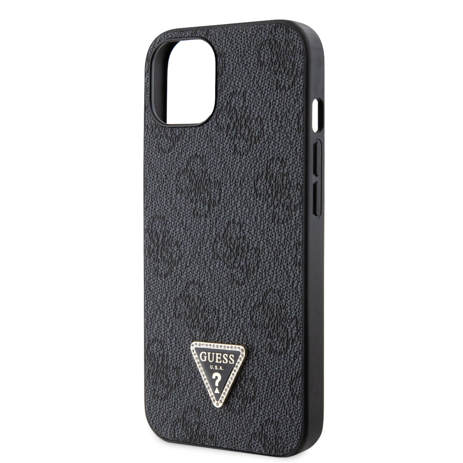 Husa Guess PU 4G Strass Triangle Metal Logo pentru iPhone 15 Plus Black thumb