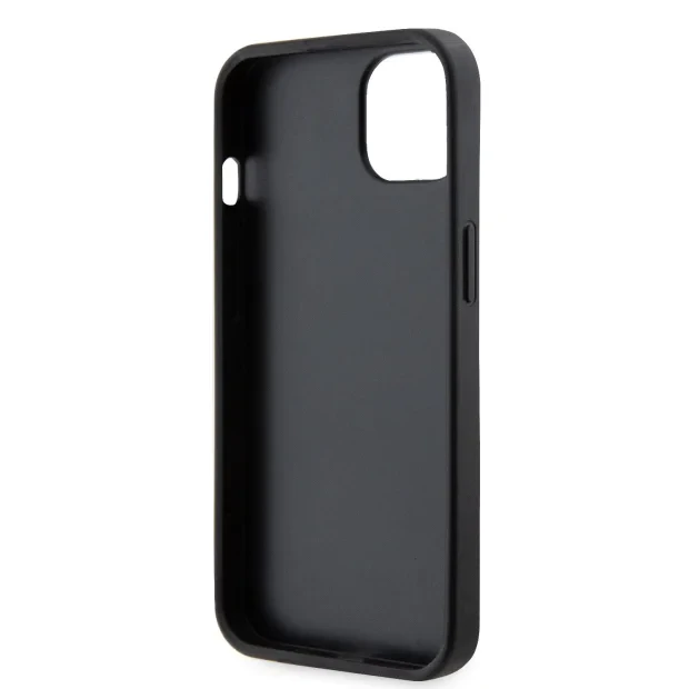 Husa Guess PU 4G Strass Triangle Metal Logo pentru iPhone 15 Plus Black