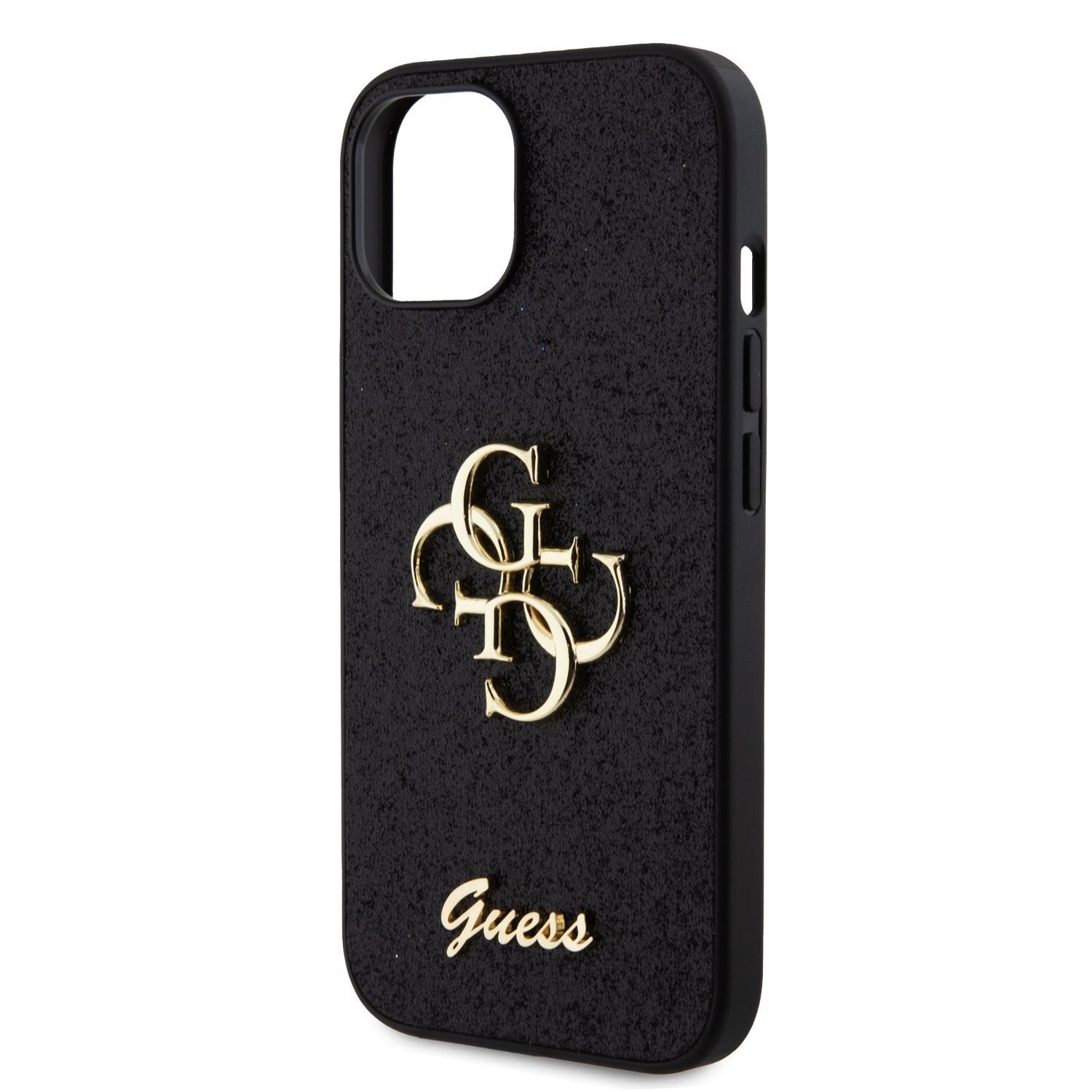 Husa Guess PU Fixed Glitter 4G Metal Logo pentru iPhone 15 Negru thumb