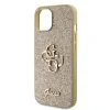 Husa Guess PU Fixed Glitter 4G Metal Logo pentru iPhone 15 Auriu