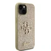 Husa Guess PU Fixed Glitter 4G Metal Logo pentru iPhone 15 Auriu