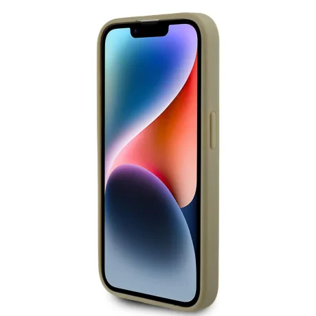 Husa Guess PU Fixed Glitter 4G Metal Logo pentru iPhone 15 Pro Auriu