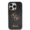 Husa Guess PU Fixed Glitter 4G Metal Logo pentru iPhone 15 Pro Max Negru