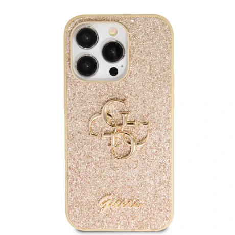 Husa Guess PU Fixed Glitter 4G Metal Logo pentru iPhone 15 Pro Max Auriu