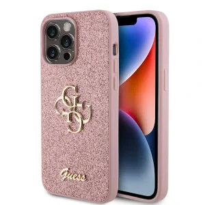 Husa Guess PU Fixed Glitter 4G Metal Logo pentru iPhone 15 Pro Max Pink
