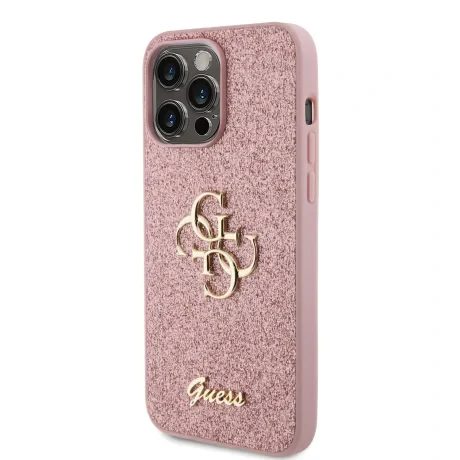 Husa Guess PU Fixed Glitter 4G Metal Logo pentru iPhone 15 Pro Max Pink