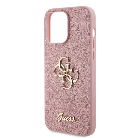 Husa Guess PU Fixed Glitter 4G Metal Logo pentru iPhone 15 Pro Max Pink
