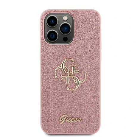 Husa Guess PU Fixed Glitter 4G Metal Logo pentru iPhone 15 Pro Max Pink