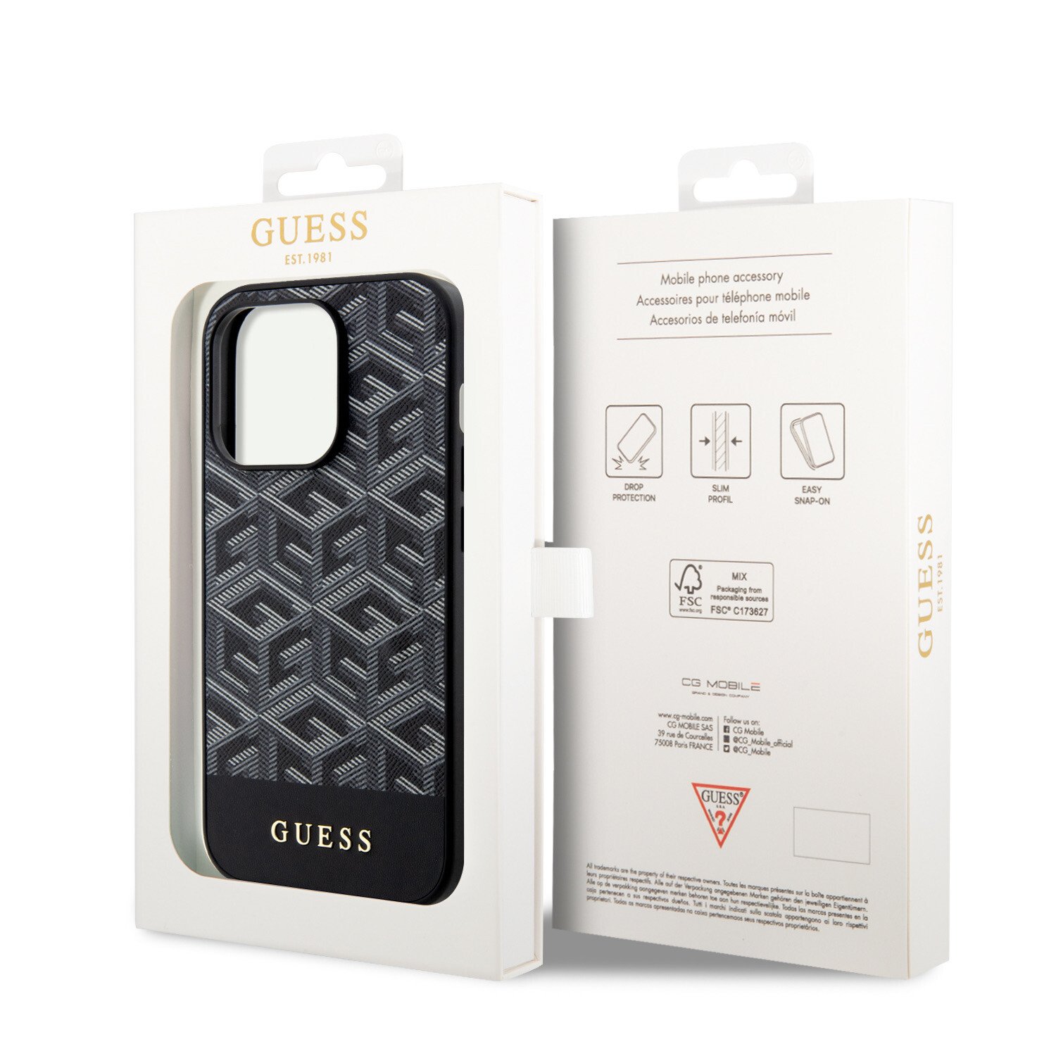 Husa Guess PU G Cube MagSafe pentru iPhone 15 Pro Max Negru thumb