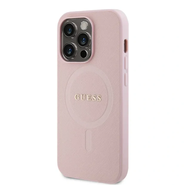 Husa Guess PU Saffiano MagSafe Zadni pentriPhone 15 Pro Pink