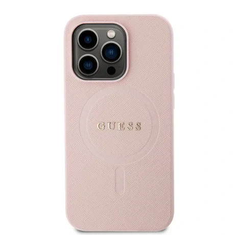 Husa Guess PU Saffiano MagSafe Zadni pentriPhone 15 Pro Pink