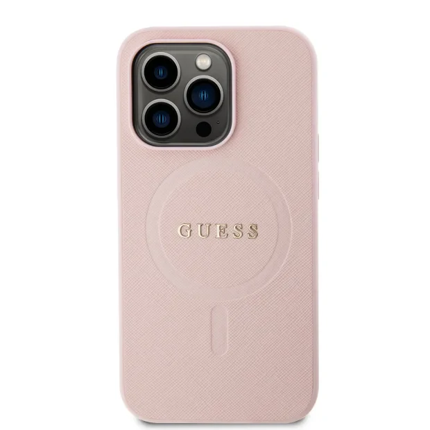 Husa Guess PU Saffiano MagSafe Zadni pentriPhone 15 Pro Pink