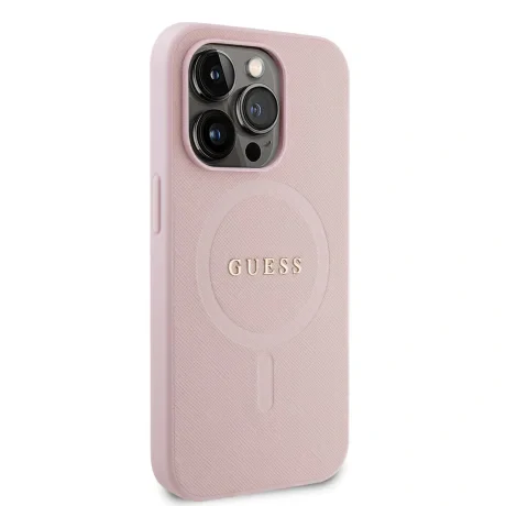 Husa Guess PU Saffiano MagSafe Zadni pentriPhone 15 Pro Pink