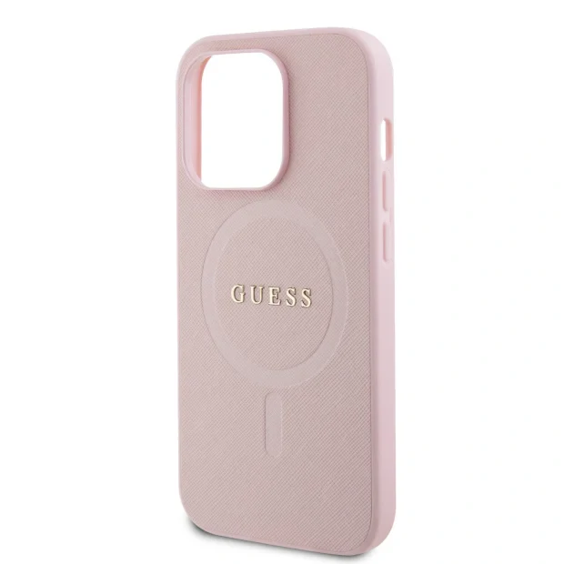 Husa Guess PU Saffiano MagSafe Zadni pentriPhone 15 Pro Pink