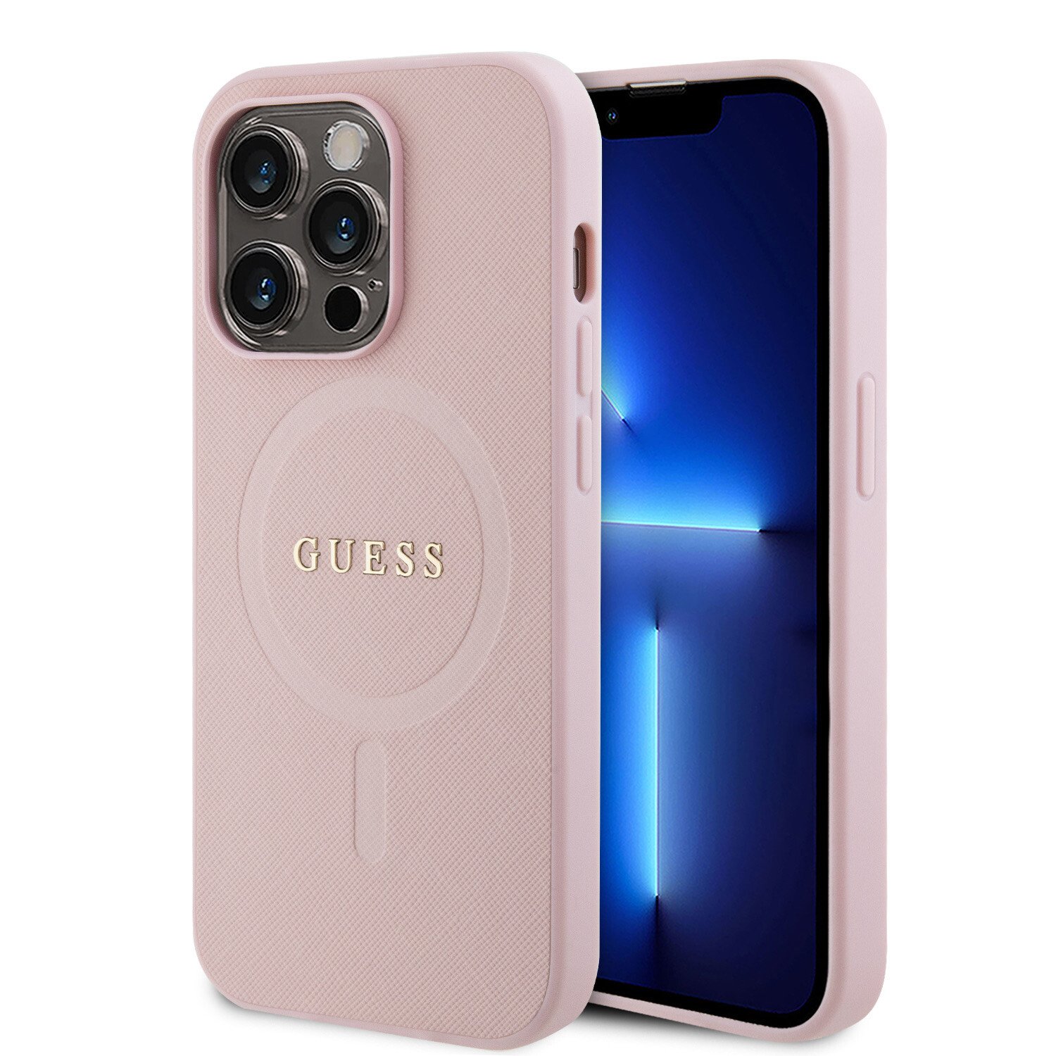 Husa Guess PU Saffiano MagSafe Zadni pentriPhone 15 Pro Pink thumb