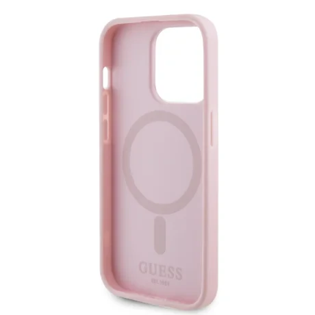 Husa Guess PU Saffiano MagSafe Zadni pentriPhone 15 Pro Pink