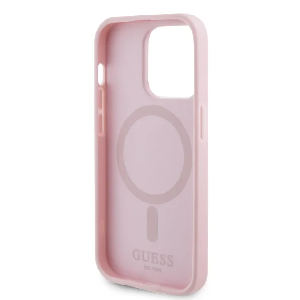 Husa Guess PU Saffiano MagSafe Zadni pentriPhone 15 Pro Pink