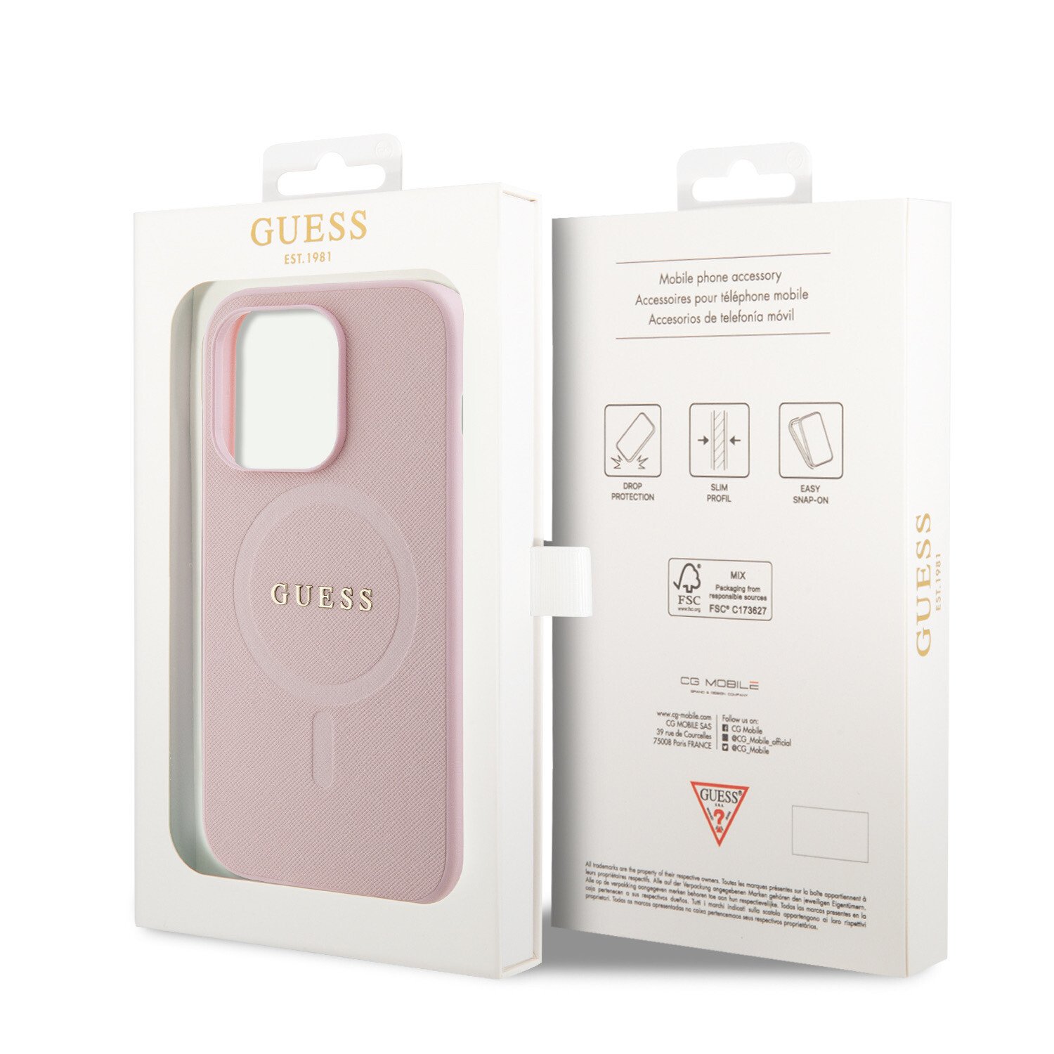 Husa Guess PU Saffiano MagSafe Zadni pentriPhone 15 Pro Pink thumb