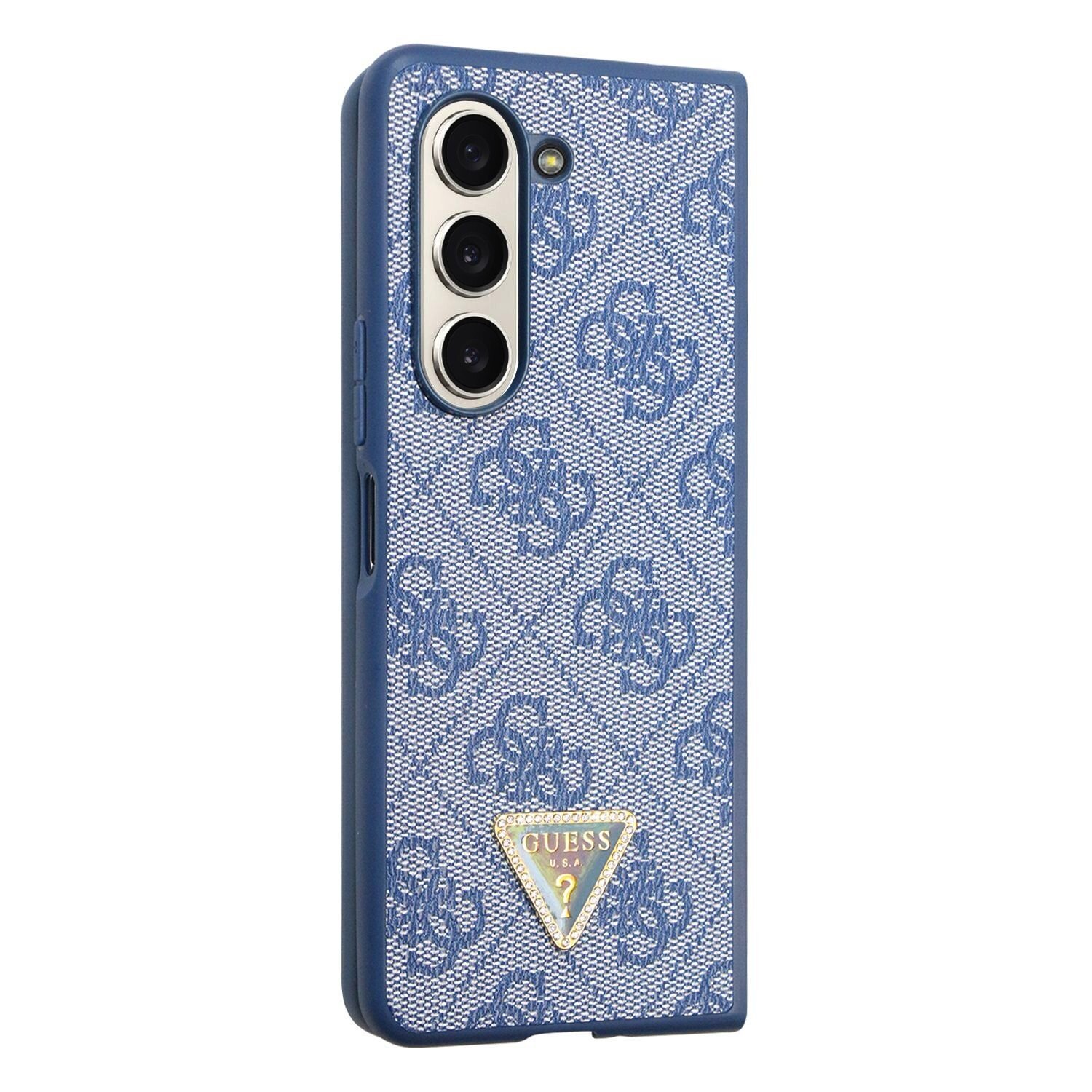 Husa Guess 4G PU Leather Triangle pentru Samsung Galaxy Z Fold 5 Blue thumb