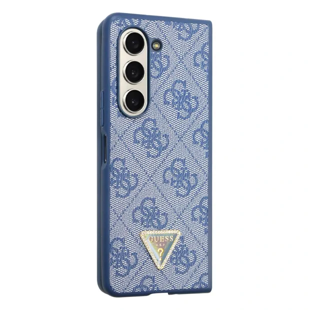 Husa Guess 4G PU Leather Triangle pentru Samsung Galaxy Z Fold 5 Blue